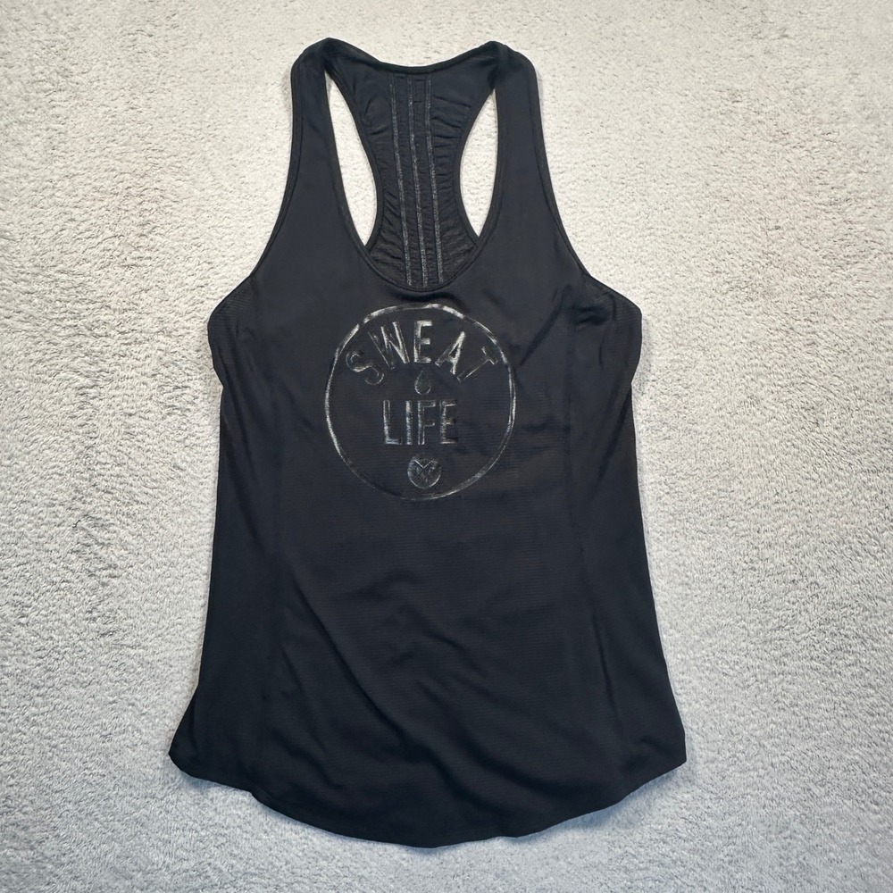 Lululemon Tank Top Women Small Black Sweat Life Ruched Back Activewear Racerback